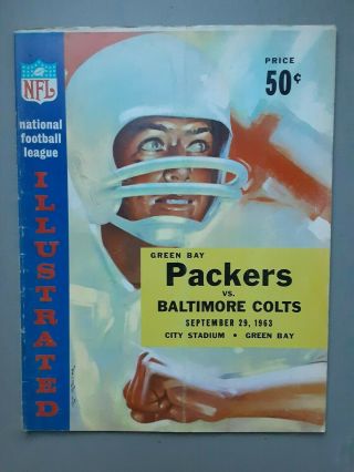 Vintage Sept.  29,  1963 Green Bay Packers Vs Baltimore Colts Program - Nfl Football