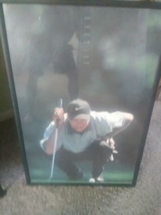 Framed Tiger Woods Rookie Poster " The Eyes Have It " 1997 Nike Plexiglass & Matte