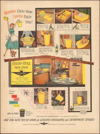 1957 Vintage Ad For Plas - Tex`housewares Polyethylene Retro Plastics (050117)