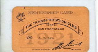 The Transportation Club Of San Francisco Card 1921