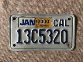 California Ca Motorcycle License Plate 13c5320 Natural Sticker Jan 2000 Tag