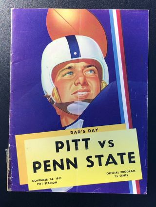Nov 24 1951 Pitt Panthers Vs Penn State Nittany Lions Football Program