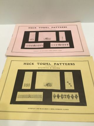 2 Vintage Huck Towel Patterns Mildred V.  Krieg Fourth & Fifth Series