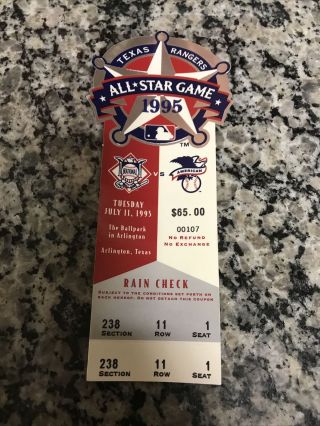 1995 Mlb Baseball All Star Game Full Ticket Texas Rangers
