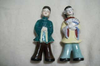 Vintage Hand Painted Porcelain Asian Oriental Man And Woman Figurines Japan