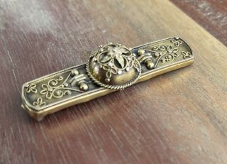 Vtg Antique Victorian Flower Filigree Art Nouveau Gold Filled Bar Pin Brooch 2 "