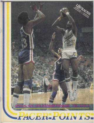 1974/75 Indiana Pacers Aba Program Billy Knight & Artis Gillmore Cover Very Fine