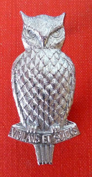 South Africa Military Intelligence African Eagle Owl Vintage Metal Cap Badge