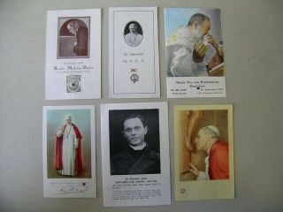 6x Antique Holy Card With Relic Saint Padre Pio / Clothing Pope Pius X