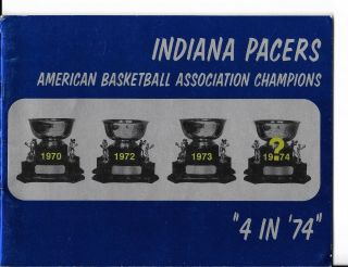 1973 - 74 Indiana Pacers Yearbook Media Guide Mcginnis Brown Daniels