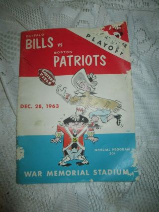 BUFFALO BILLS VS BOSTON PATRIOTS dec 28 1963 OFFIC PROGRAM WAR MEMORIAL STADIUM 2