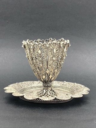 Zarf Porte - Tasse à Café En Argent Filigrané Antique Ottoman Silver Cup Holder