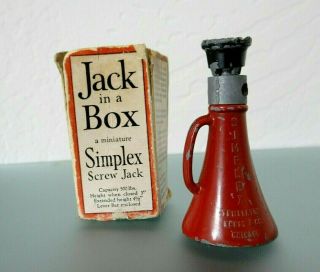 Vintage Collectible Simplex Mini Screw Jack In A Box Tool 500lbs Cap.