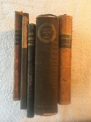 5 Mid 19th Century Greek Latin History Classics Language Rare Book Roman Antique