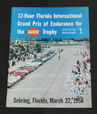 1958 Sebring 12 Hours Of Endurance Race Program - Phil Hill,  Ferrari 250 Tr Win