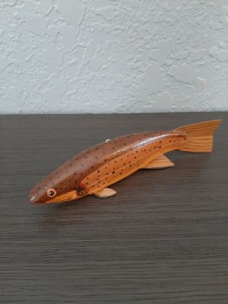 John Fairfield Brown Trout Fish Decoy Lure Folk Art