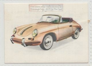 1960s Porsche Cabriolet German Car Automobile Vintage Ad Card