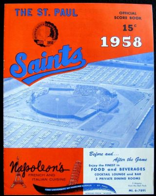 1958 St.  Paul Saints V.  Los Angeles Dodgers Exhibition Program @ Midway Stadium