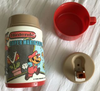 Vintage 1988 Aladdin Nintendo Mario Bros Thermos For Lunch Box