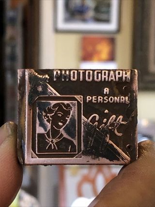 Vintage Wood & Metal Metal Printing Print Block Stamps,  Photograph A Personal “