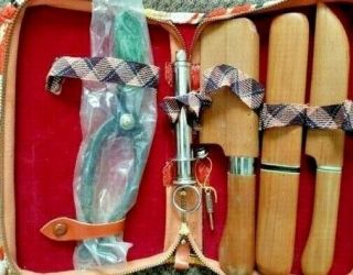 Japanese Antique Tool Kit Of Five Professional Nagatani Ikebana