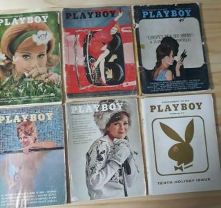 6 Vintage 1963 Playboy Magazines