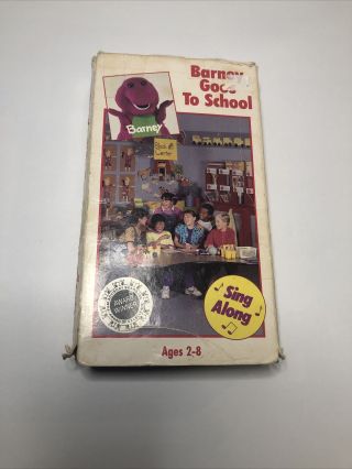 Vintage 1990 Barney Goes To School Sing Along VHS Home Video Tape - 3