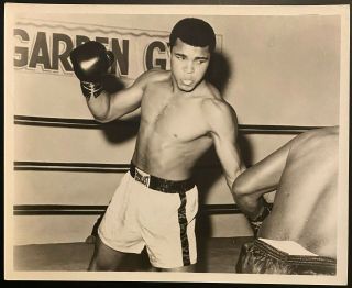 Vintage Photo Young Muhammad Ali Cassius Clay Boxing Legend In Ring Vtg
