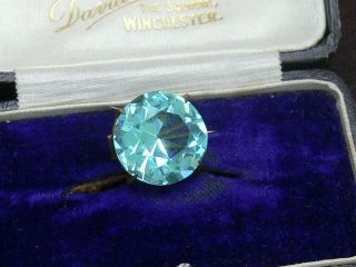 Small Vintage Antique Art Deco Uranium Vaseline Aqua Glass Stone Lace Pin Brooch