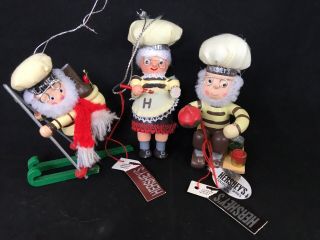 Vtg Christmas Ornament 4” Wood Elf Elves Kurt Adler For Hersheys 3pc 2000’s