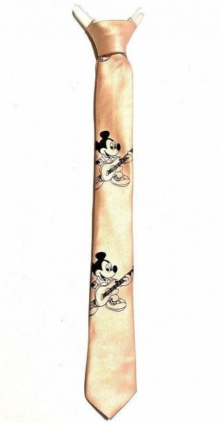 Vintage Mickey Mouse Playing Guitar Clip - On Neck Tie Toddler Little Boys Size