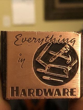 Vintage Wood & Metal Metal Printing Print Block Stamps,  Everything In Hardware “ 3