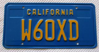 California (blue Base) Amateur Radio License Plate: W6oxd