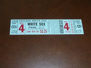 Vintage 1966 Chicago White Sox Full Ticket Vs Orioles Aparicio 5 - 5