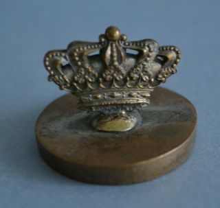Antique Wax Seal Stamp Sceau Fleur De Lys Fleur - De - Lis Heraldic Lily & Crown