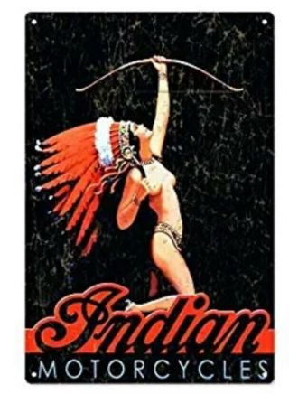 Indian Motorcycle Tin Sign Biker Beauty Advertising Babe Chief 101 Scout Model