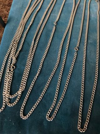 6 Vintage 24” Rhodium Plate Link Chains