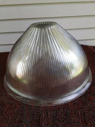 Vintage/antique Industrial Holophane Glass Lamp Light Shade For Hibay 20 7/8 " D