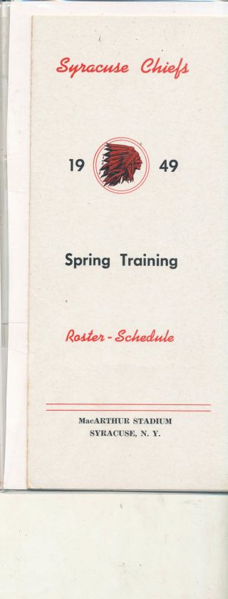 1949 Syracuse Chiefs Spring Training Roster Em