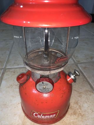 Vintage Coleman Model 200a Single Mantle Camping Red Gas Lantern Dated 12 1959