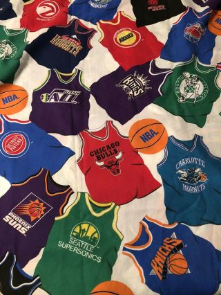 Vintage Nba Twin Flat Sheet With Matching Pillow Case Bulls Lakers Celtics Knick