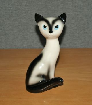 1960s Vintage Sylvac Pottery Stylised 16.  5cm Siamese Cat Figure -
