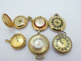 6 X Vintage Mechanical Hand Wind Pocket Fob Watches Including Jw Benson