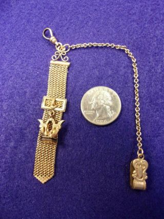 Fantastic Antique Victorian Rose Gold Filled Pocket Watch Fob Chain,  Vest,  Mesh