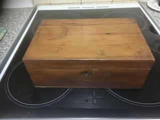 Vintage Wooden Trinket / Storage Box With Hinged Lid,  Length 10”.