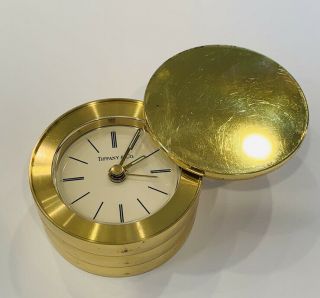 Vintage Tiffany & Co.  Round Swivel Top Desk Travel Alarm Clock
