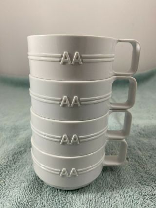 Vintage Set Of 4 American Airlines Coffee Tea Cups Melamine Stackable