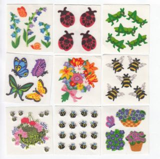 Vintage Sandylion Fuzzy Flower Stickers Bee Ladybug Violet Butterfly - You Choose