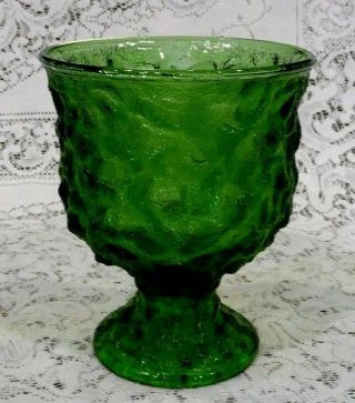 Vintage E.  O.  Brody Co Green Glass 6.  5 " Textured Crinkle Vase Or Fruit Bowl A102