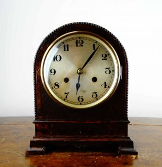 Antique Mantel Clock By Uhrwerk Schwarzwald Germany With 8 Day Chiming Movement